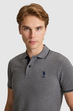 Erkek Antrasit Melanj Slim Fit Polo Yaka Basic Ti__rt