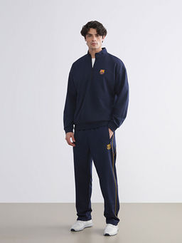 Dik Yaka Barcelona Bask?l? Erkek Sweatshirt