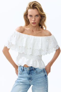 Flounced off-the-shoulder top - H&m фото 5