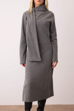 Antrasit Sal Detayl? Selanik/Triko Gorunumlu Bodycon Maxi Orme Elbise TWOAW26EL00216 - Trendyolmilla фото 3