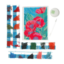 Алмазная мозаика с полным заполнением на холсте «Маки», 15×21 см