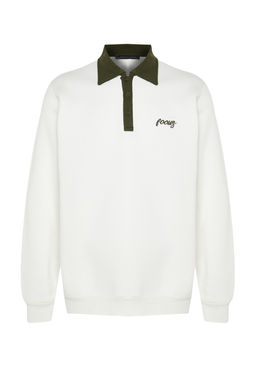 TRENDYOL MAN Ekru Regular/Normal Kesim Polo Yaka Nak?sl? Ici Polar/S?cak Tutan Sweatshirt TMNAW24SW00241 - Trendyolmilla фото 7