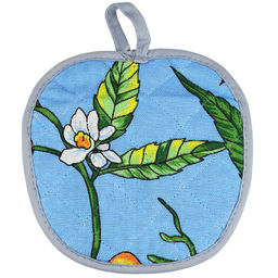 Прихватка с запахом 19х19см Лимон, вид 4, форма Яблоко, рогожка 171г/м2, хлопок 100%, наполнитель - ватин 280г/м2, на пластмассовом подвесе, Домашняя мода (Россия)  фото 3