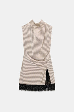 VESTIDO MINI RAYAS ENCAJE / Rosa - Zara фото 8