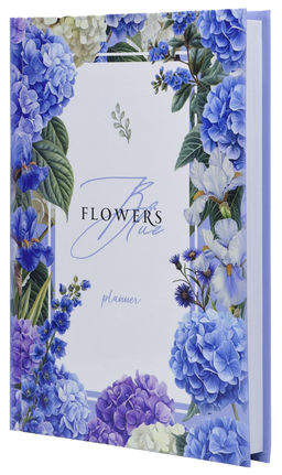 Ежедневник А5 недатированный LITE ГОРТЕНЗИИ 128 л. с дизайном, твердая обложка 7БЦ, глянце...