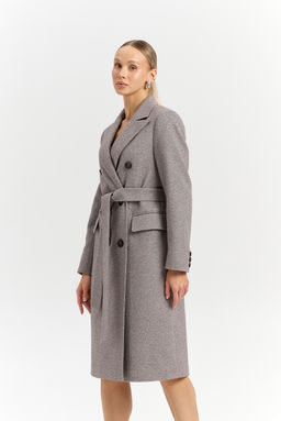 Пальто женское демисезонное 25775 (коричневый/ёлочка)