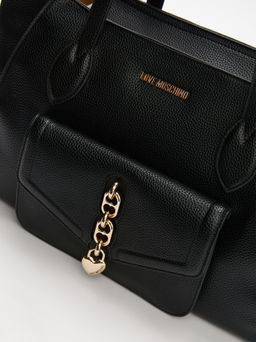 Женский тоут LOVE MOSCHINO CHAIN DETAIL CROCO Артикул 4192252, черный  фото 2
