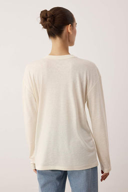 Wardrobe Essentials Kahverengi Bisiklet Yaka Relaxed/Rahat Kal?p Orme T-shirt | TWOAW26TS00010 - Trendyolmilla фото 10