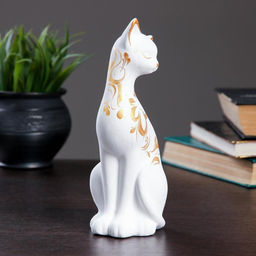 Фигура керамика «Кошка ушастая», 7×8×20 см, белая