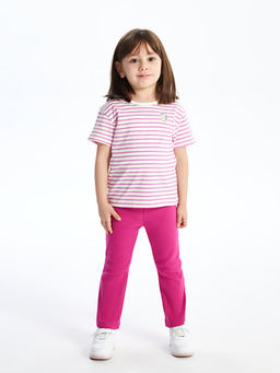 Bisiklet Yaka K?sa Kollu ?izgili K?z Bebek Ti??rt - Waikiki фото 2