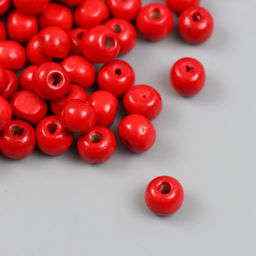 Цена за 2 шт. Бусины для творчества дерево "Красные" d=0,8 см набор 20 гр