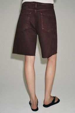 BERMUDA DENIM RELAXED TIRO MEDIO ZW COLLECTION / Granate oscuro - Zara фото 4