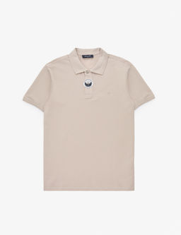 Koyu Bej Slim Fit %100 Pamuk D__meli Polo Yaka Basic Ti__rt