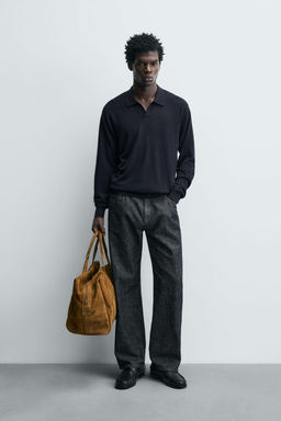 WOOL/SILK KNIT POLO SHIRT