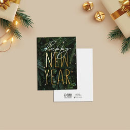 Цена за 20 шт. Открытка-мини новогодняя Happy New Year ель, 8×6 см