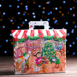 Цена за 5 шт. Подарочная коробка Новогодняя кондитерская 25 х 9 х 19,5 см, - Simaland фото 2