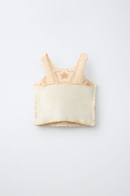 TOP PUNTO CROCHET ESTRELLAS / Beige claro - Zara фото 2