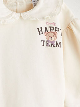 Bebe Yaka Bask?l? K?z Bebek Sweatshirt