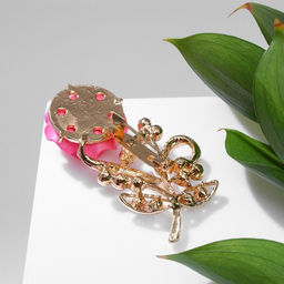 Брошь «Цветок», роза нежная, розовая в золоте