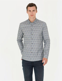 Petrol Slim Fit Uzun Kollu G_mlek