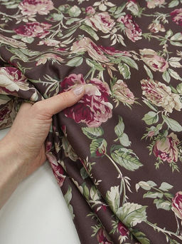 Сатин Античные розы цв.горький шоколад, ш.1.6м, хлопок-100%, 110гр/м.кв - Купава фото 11