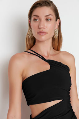 TRENDYOLMILLA Tarc?n Yaka Detayl? Orme Uzun Gece Abiye Elbise TPRSS22AE00003 фото 3