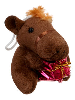 Цена за 2 шт. Мягкая игрушка Лошадка с подарком, 7 см МИКС