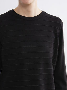 Bisiklet Yaka ?izgili Kad?n Triko Kazak