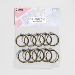 Цена за 2 шт. Кольцо для карниза, разъёмное, d = 28/33 мм, 10 шт., цвет бронзовый