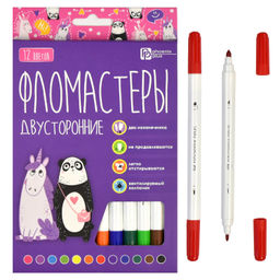Набор фломастеров арт. 67875 / 12 АРТ-БРАТВА (12 цв., размер упаковки: 11,7х16,5х1 см, двусторонние,