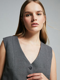 V Yaka Kad?n Klasik Yelek