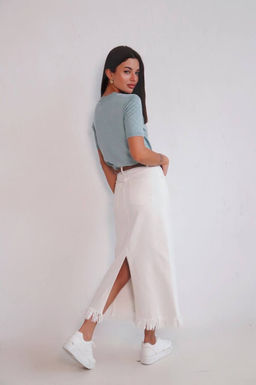 Martichelli Юбка джинсовая белая  фото 3