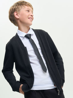 Кардиган черный футер 2-х нитка с лайкрой