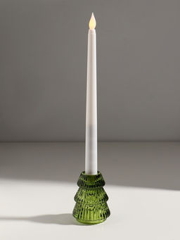Стеклянный подсвечник на 1 свечу Ёлочка гофре, зелёный, d=2.2 см, 6.3?6.3?8 см