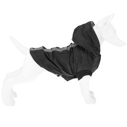 Пэт тойс (Pet toys) Одежда для собаки Плащ с капюшоном, на липучке, светоотражающая полоска, р-р M, длина спинки 26см/обхват груди 42см/обхват шеи 30см, цвет-черный, плащевка (Китай) - Домашняя мода фото 2