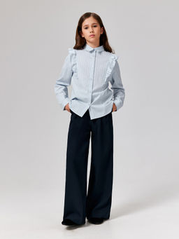 ACOOLA / Блузка детская для девочек Vasilika голубая полоска  фото 3