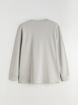 B?y?k Beden Bisiklet Yaka Bask?l? Erkek Sweatshirt