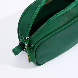 Сумка женская кросс-боди на молнии, 21×7×14 см, зелёная
