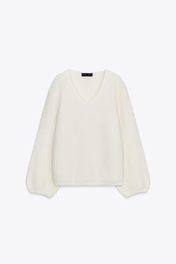 WOOL PUFF SLEEVE KNIT SWEATER