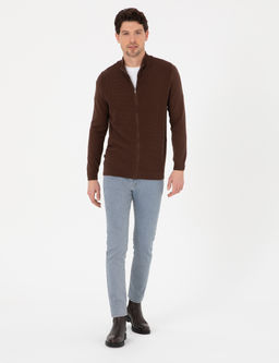 Kahverengi Slim Fit Fermuarl_ Triko H_rka