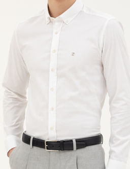 Beyaz Slim Fit Uzun Kollu G_mlek