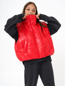 Жилет Over укороченный, красный