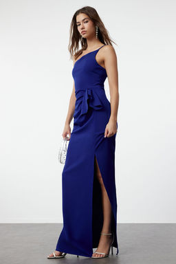 TRENDYOLMILLA Saks Detayl? Dokuma Uzun S?k Abiye Elbise TPRSS20AE0274 фото 2