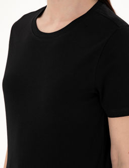 Siyah Regular Fit Bisiklet Yaka Basic Ti__rt