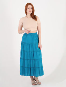 Многоярусная юбка больших размеров - Almond фото 2