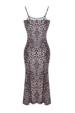 TRENDYOLMILLA Kahverengi Fitted/Vucuda Oturan Ask?l? Maxi Esnek Orme Kalem Elbise TWOSS23EL02435 фото 24