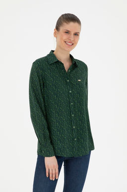 Женская зеленая рубашка с длинным рукавом Неожиданная скидка в корзине