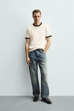 BASIC RIBBED CONTRAST T-SHIRT - Zara фото 9