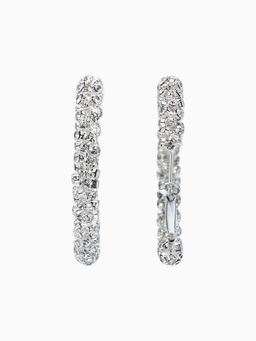 Серьги-кольца со стразами "Россыпь" d=4,5см, цвет белый в серебре