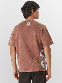 Футболка мужская коричневая с обработкой эйсид